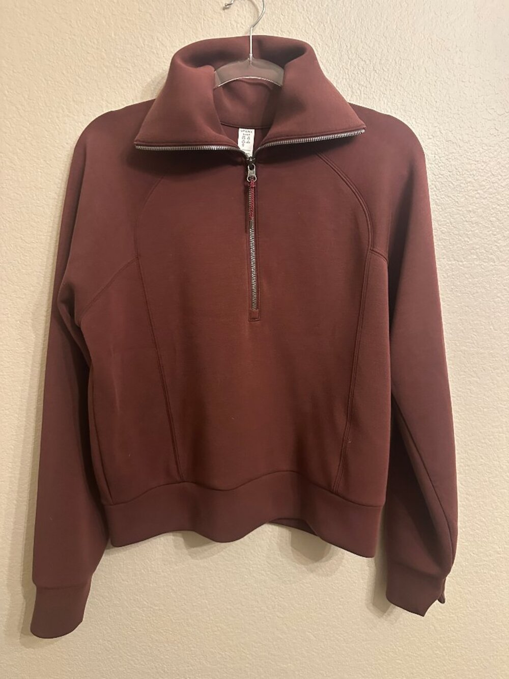 SPANX AirEssentials Half-Zip Pullover Espresso Brown Luxe Athleisure - Picture 4 of 5